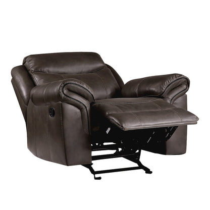 Aram Faux Leather Glider Reclining Chair In Dark Brown