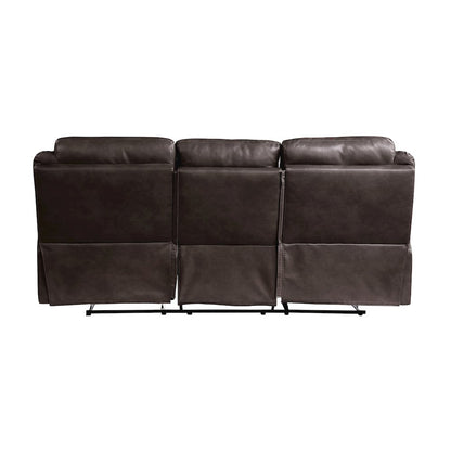 Aram Faux Leather Double Reclining Sofa In Dark Brown