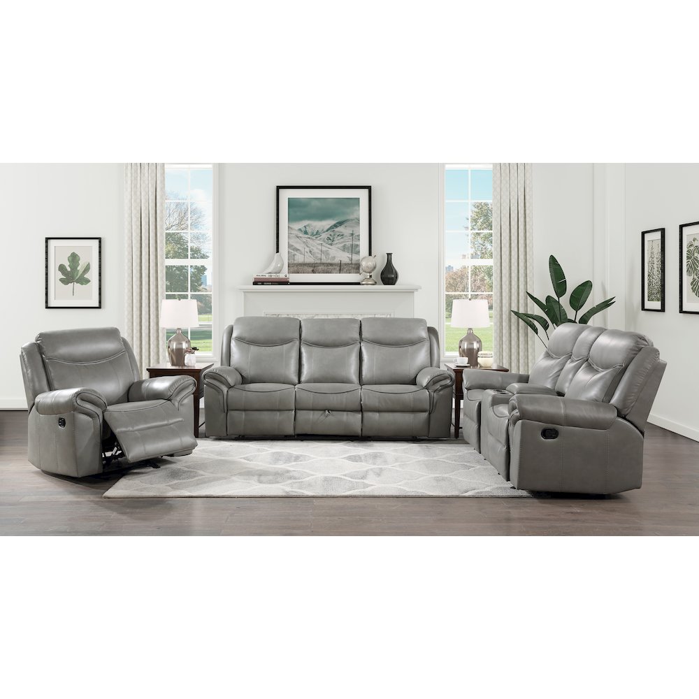 Aram Faux Leather Glider Reclining Chair In Gray