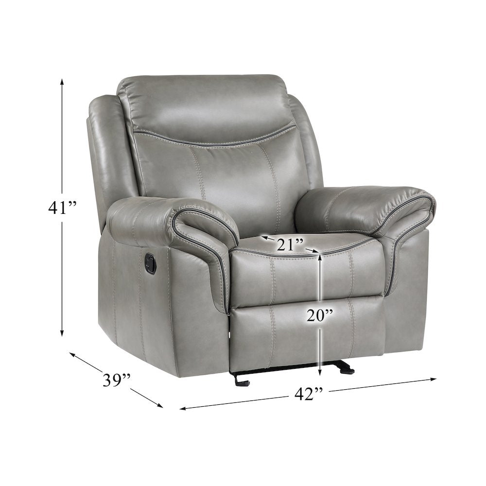 Aram Faux Leather Glider Reclining Chair In Gray