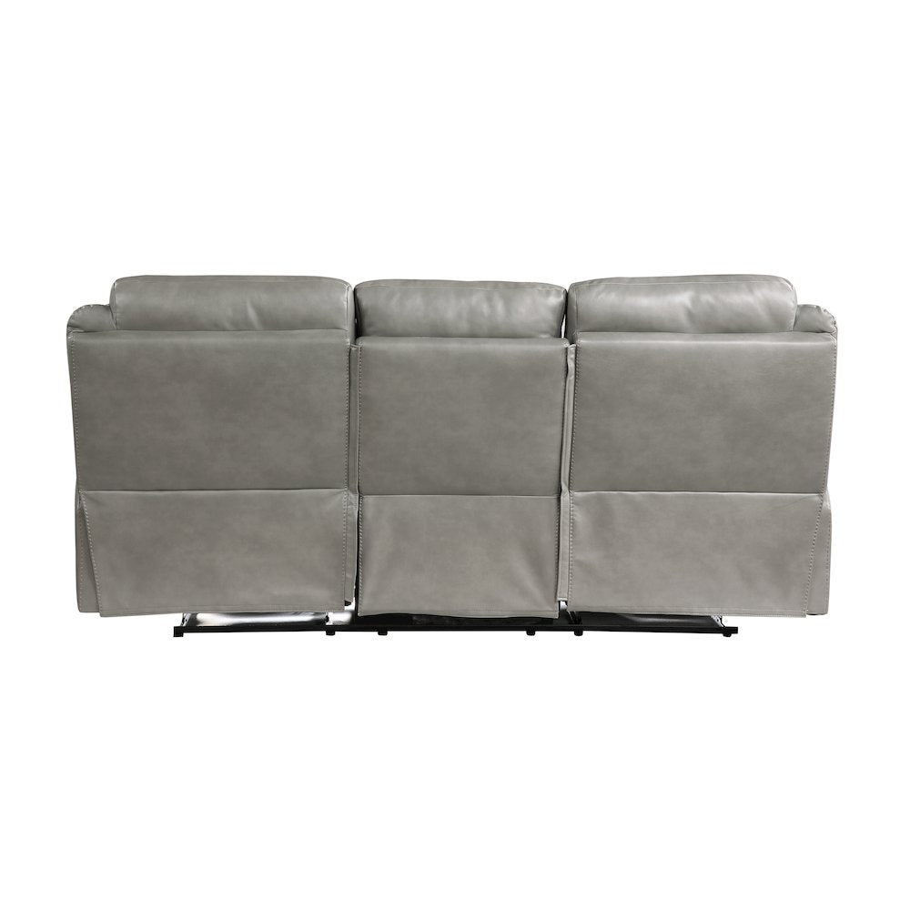 Aram Faux Leather Double Reclining Sofa In Gray