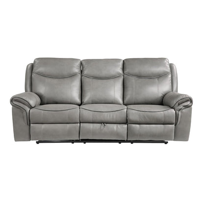 Aram Faux Leather Double Reclining Sofa In Gray