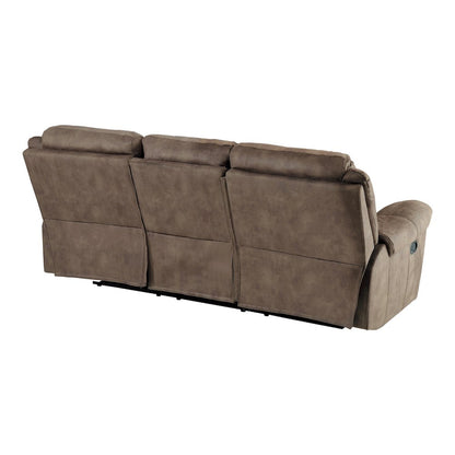Aram Microfiber Double Reclining Sofa In Brown