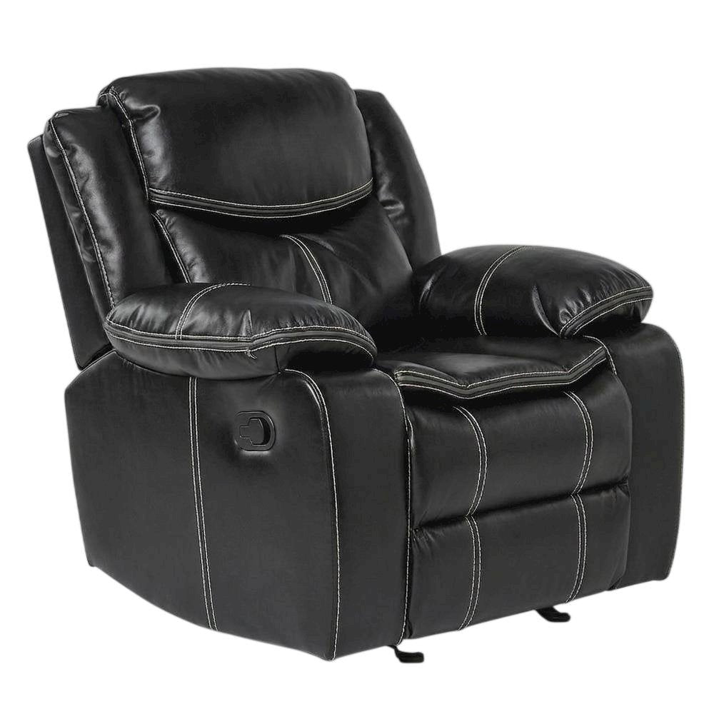 Faux Leather Glider Recliner Chair with Rocking Motion for Nursery, Black