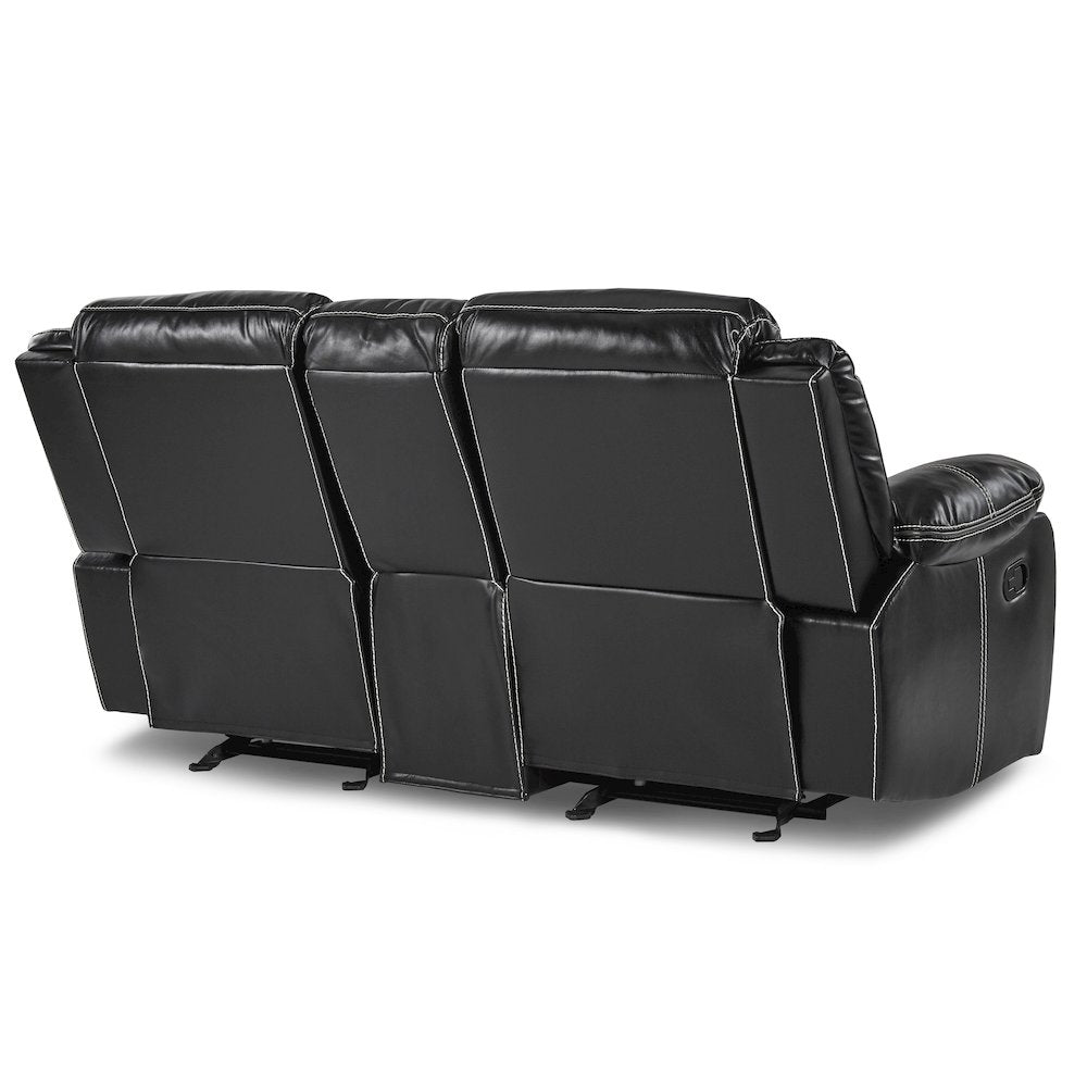Bastrop Faux Leather Double Glider Reclining Loveseat In Black Leather