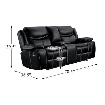 Bastrop Faux Leather Double Glider Reclining Loveseat In Black Leather
