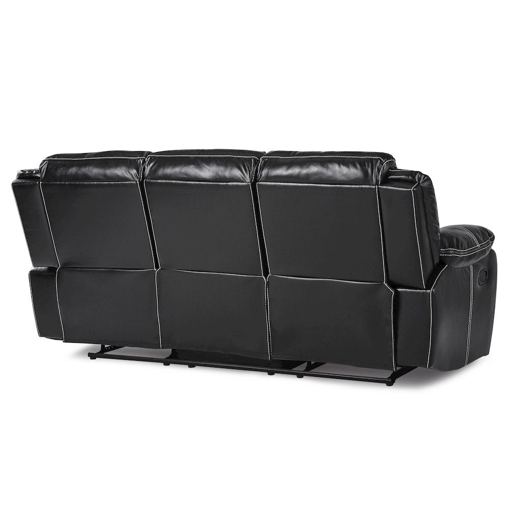 Bastrop Faux Leather Double Glider Reclining Sofa In Black Leather