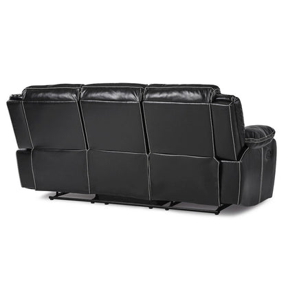Bastrop Faux Leather Double Glider Reclining Sofa In Black Leather