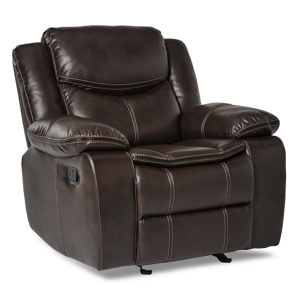 Bastrop Faux Leather Glider Reclining Chair In Black Leather