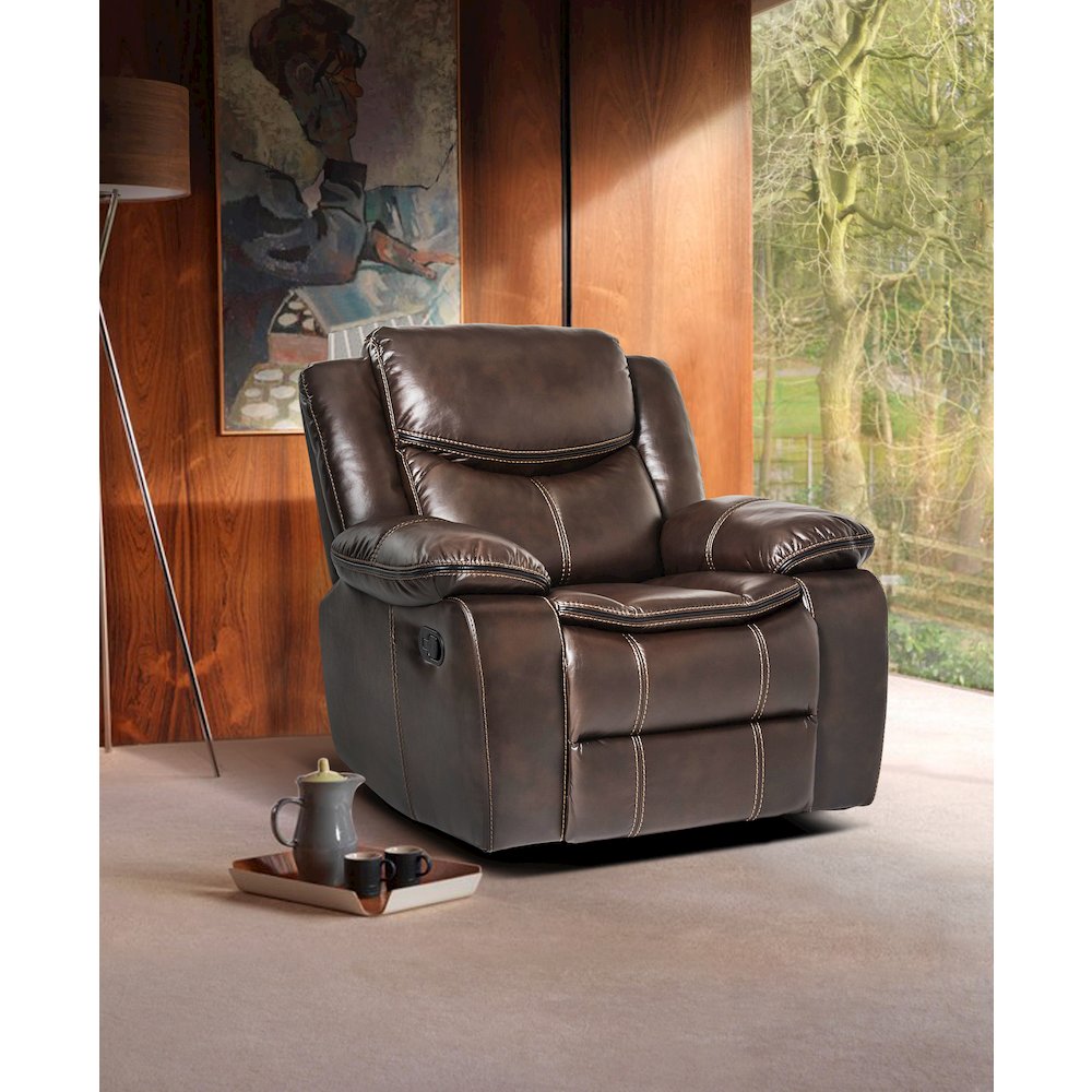 Bastrop Faux Leather Glider Reclining Chair In Black Leather