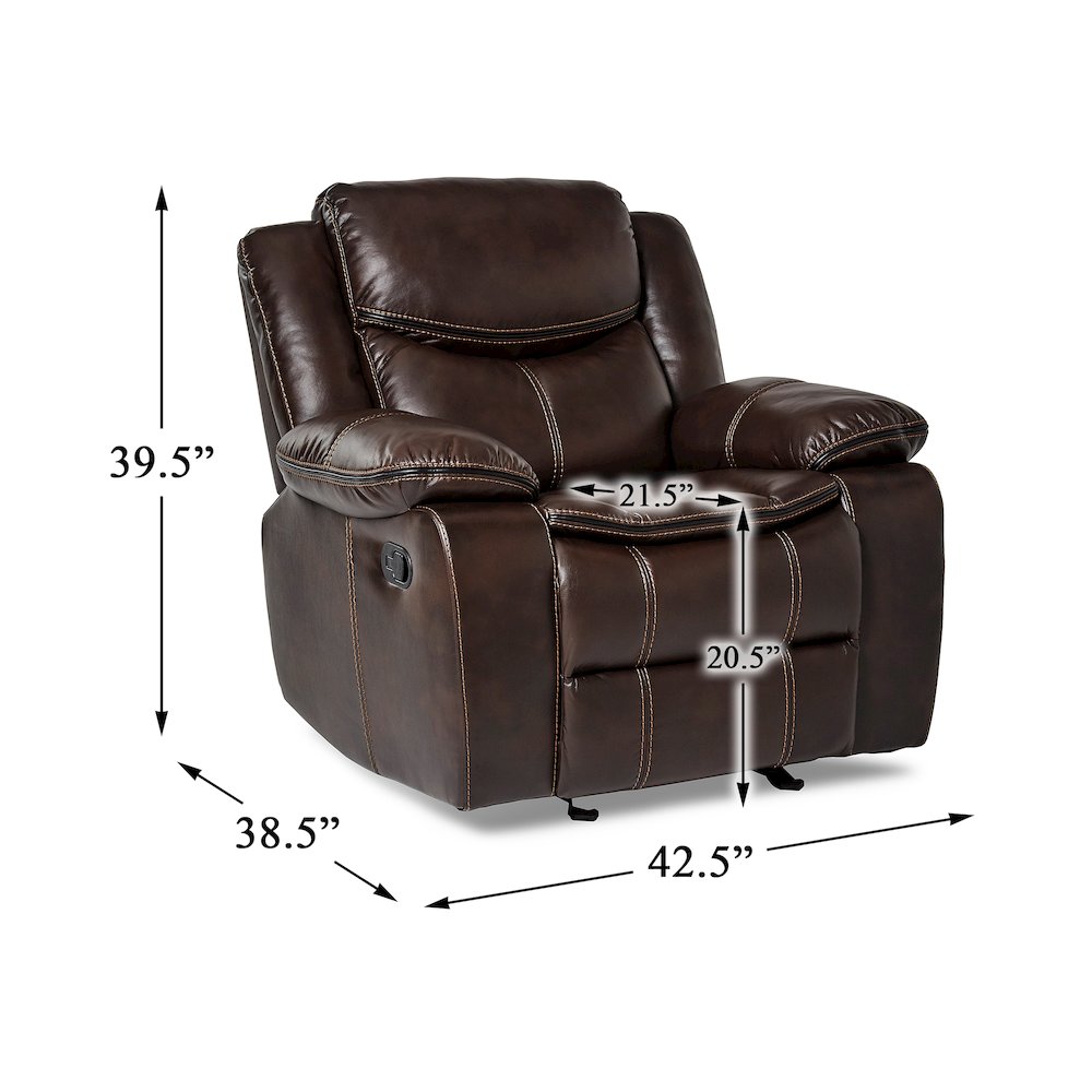 Bastrop Faux Leather Glider Reclining Chair In Black Leather