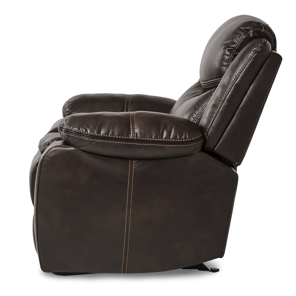 Bastrop Faux Leather Glider Reclining Chair In Black Leather