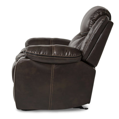 Bastrop Faux Leather Glider Reclining Chair In Black Leather