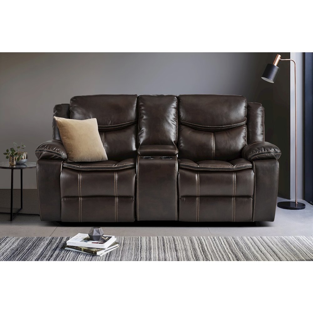 Bastrop Faux Leather Double Glider Reclining Loveseat In Black Leather