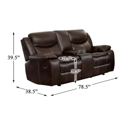 Bastrop Faux Leather Double Glider Reclining Loveseat In Black Leather