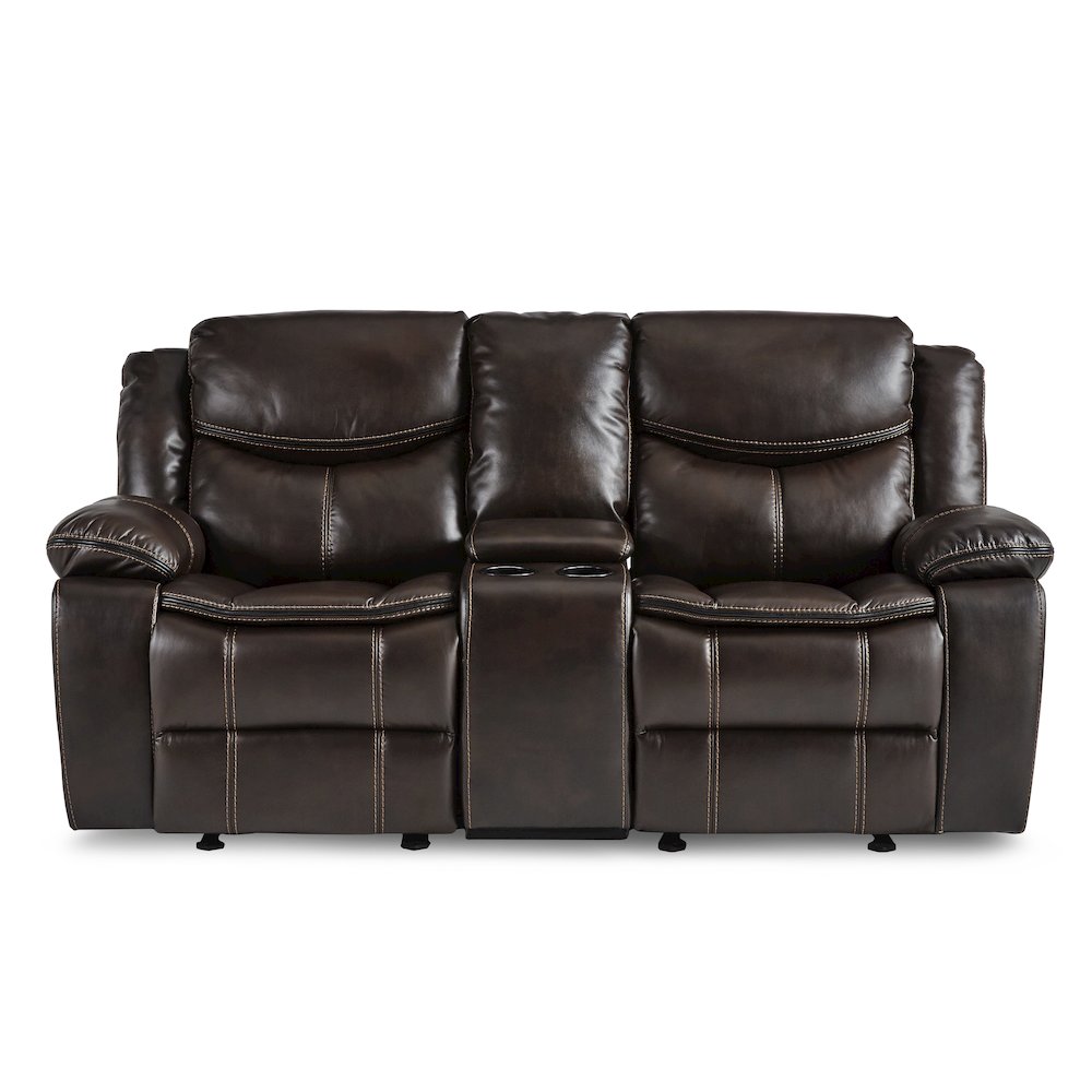 Bastrop Faux Leather Double Glider Reclining Loveseat In Black Leather