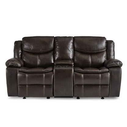 Bastrop Faux Leather Double Glider Reclining Loveseat In Black Leather