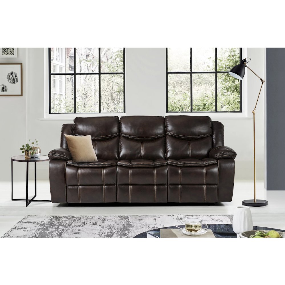 Bastrop Faux Leather Double Glider Reclining Sofa In Black Leather