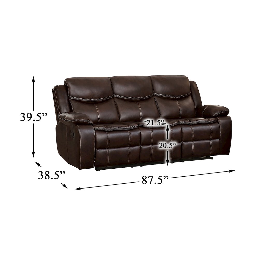 Bastrop Faux Leather Double Glider Reclining Sofa In Black Leather