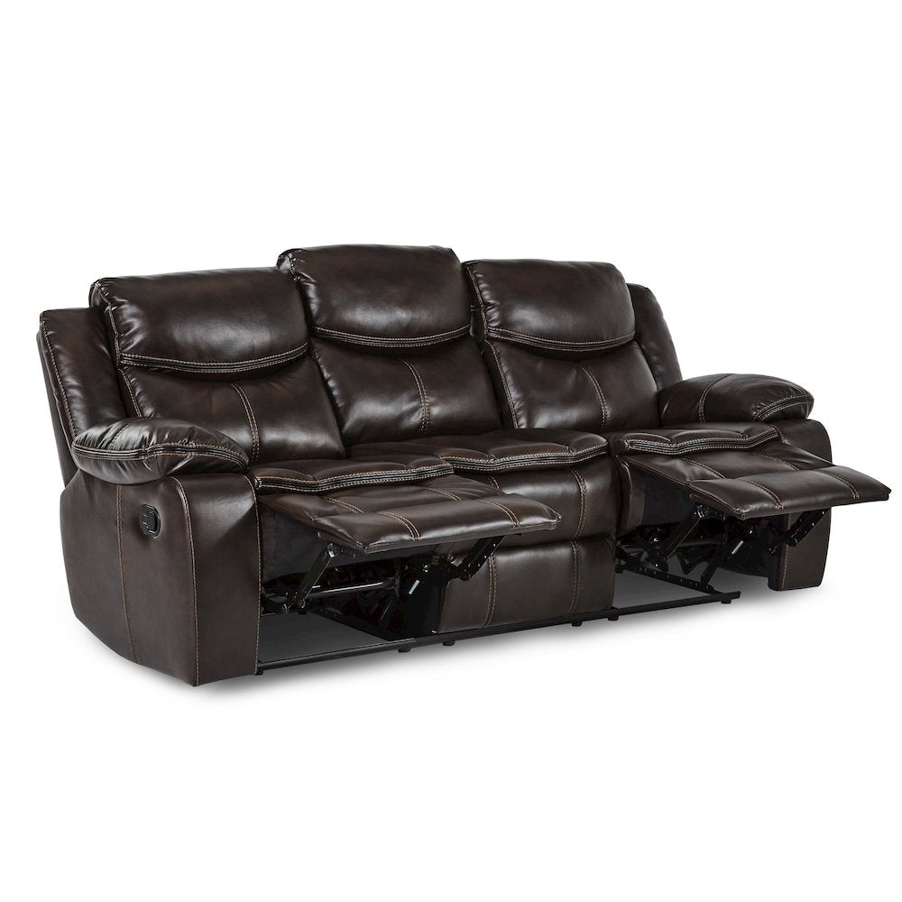 Bastrop Faux Leather Double Glider Reclining Sofa In Black Leather