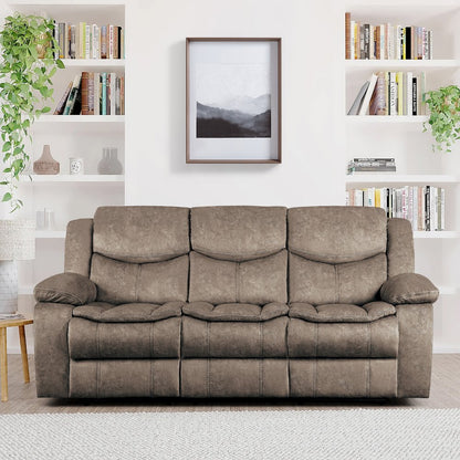 Bastrop Microfiber Double Glider Reclining Sofa In Brown