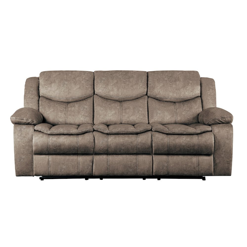 Bastrop Microfiber Double Glider Reclining Sofa In Brown