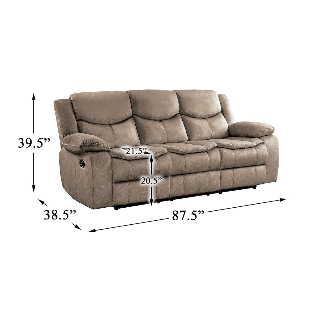 Bastrop Microfiber Double Glider Reclining Sofa In Brown