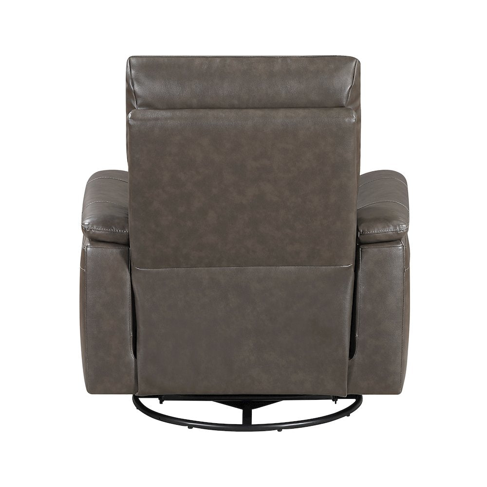Hadley Leather Swivel Glider Reclining Chair in Dark Brown