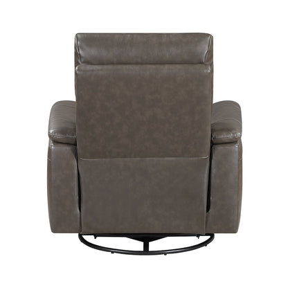Hadley Leather Swivel Glider Reclining Chair in Dark Brown