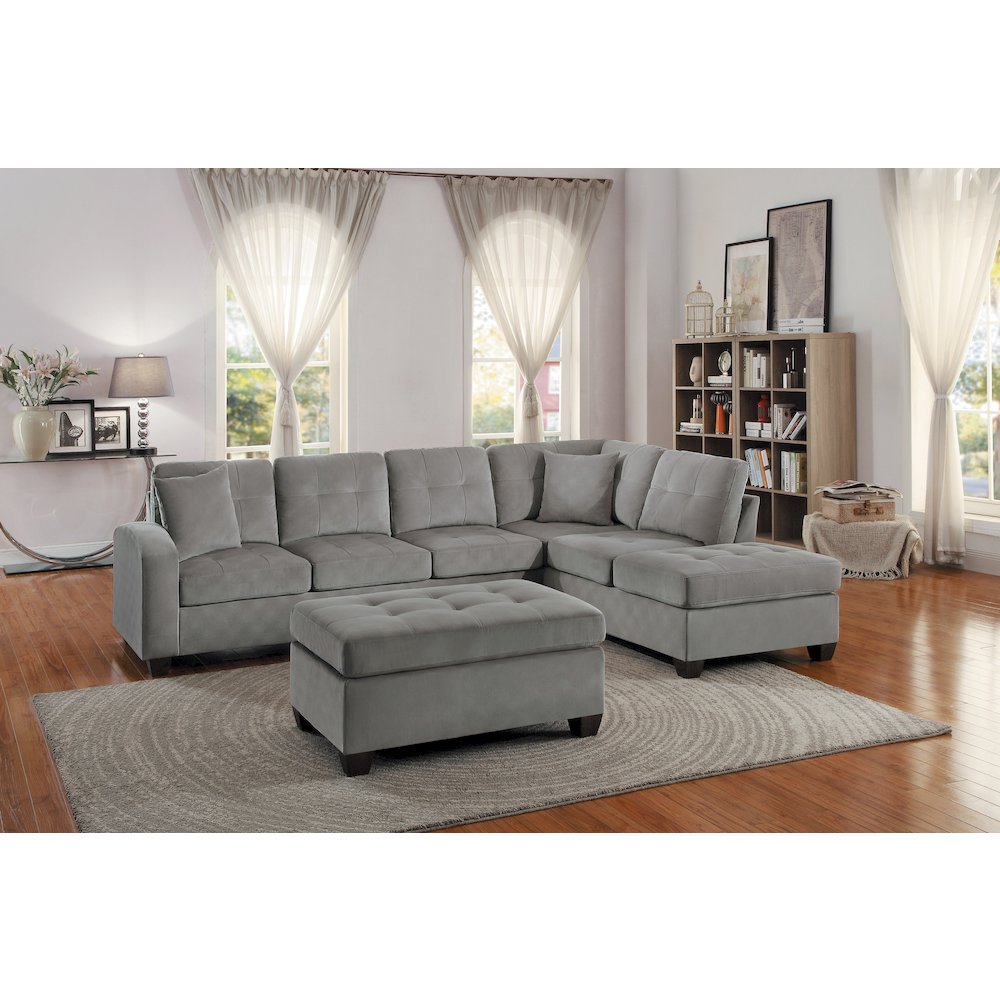 Emilio Microfiber Ottoman In Taupe