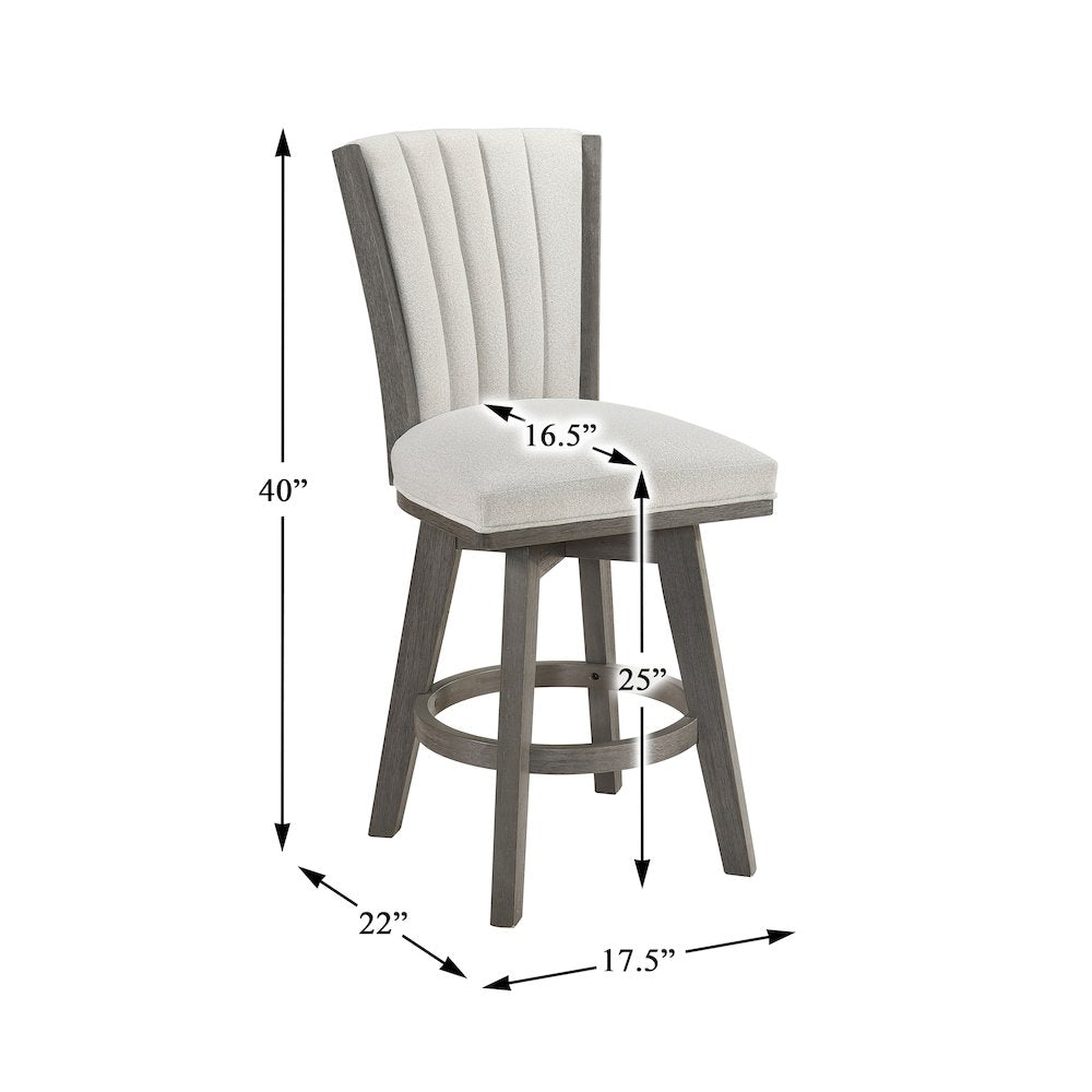 Corvallis Velvet Counter Height Swivel Stool, Set of 2 in Beige
