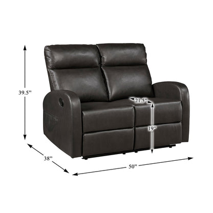 Allen Faux Leather Double Reclining Love Seat in Espresso
