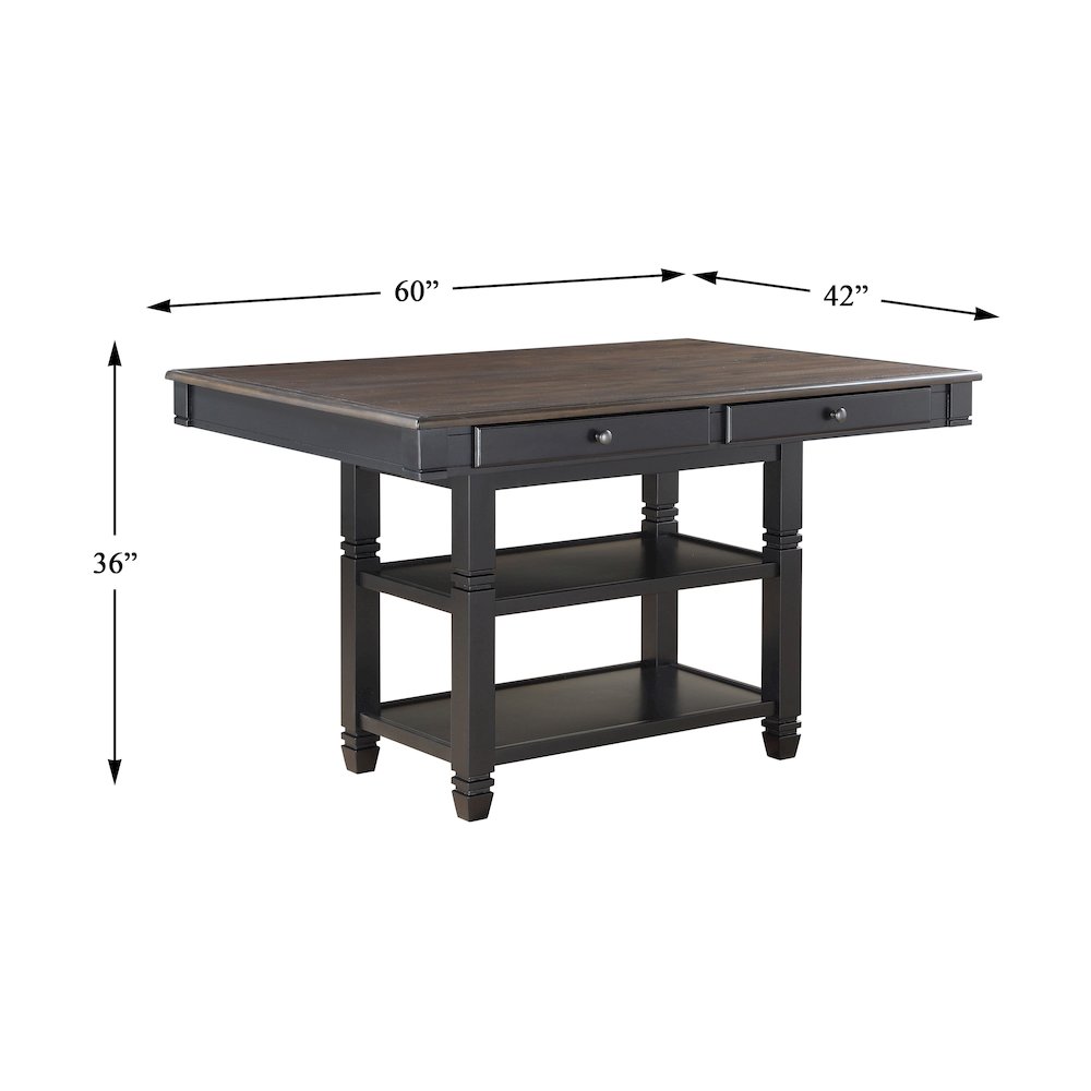Baywater Asian Hardwood 5pcs Cntr Height Dining Set in Natural and Black