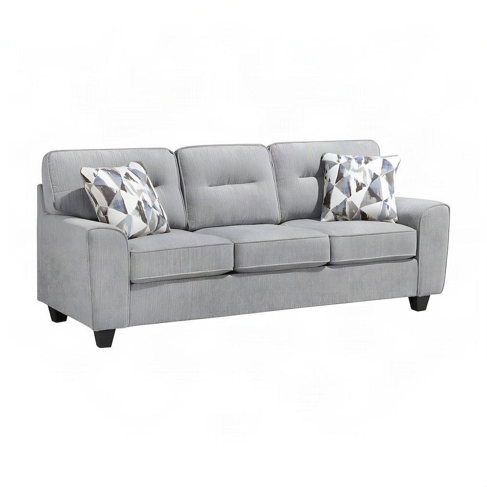 Bennett Chenille Sofa with Cushioned High Back and Deep Wide Seat, Gray
