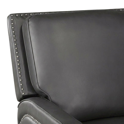 Faux Leather Manual Push Back Recliner Chair, Single Reclining Accent Seat, Gray