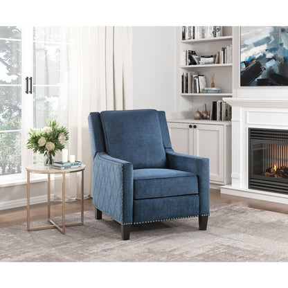 Lexicon Banks Textured Fabric Push back Recliner in Blue