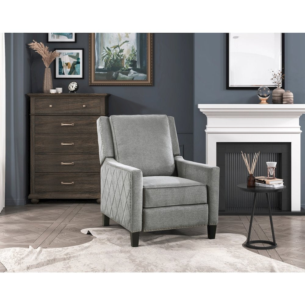 Lexicon Banks Textured Fabric Push back Recliner in Gray
