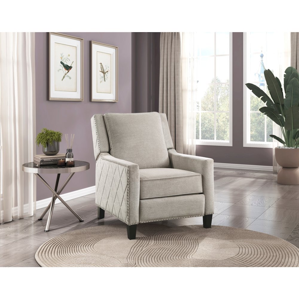 Lexicon Banks Textured Fabric Push back Recliner in Sand