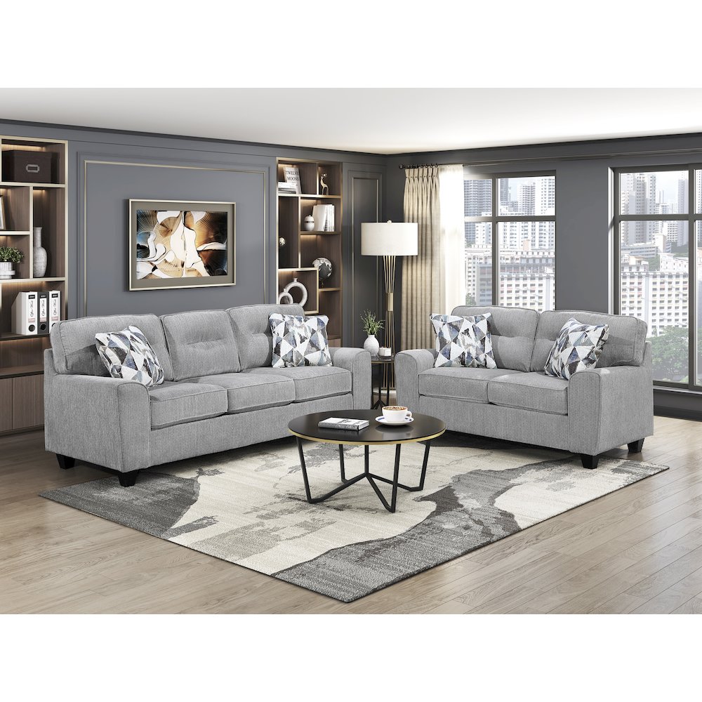 Bennett Chenille 2pc Set: Sofa, Love in Gray