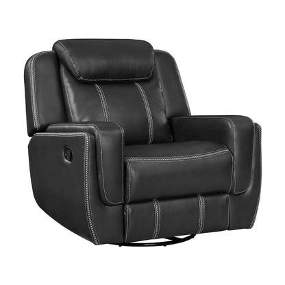 Lexicon Littleton Faux leather Swivel Glider Reclining Chair in Black