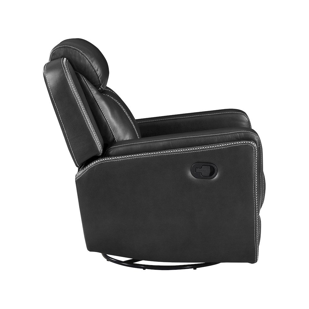 Lexicon Littleton Faux leather Swivel Glider Reclining Chair in Black
