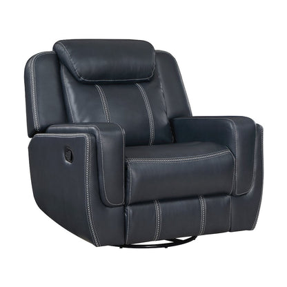 Littleton Faux Leather Swivel Glider Reclining Chair In Blue