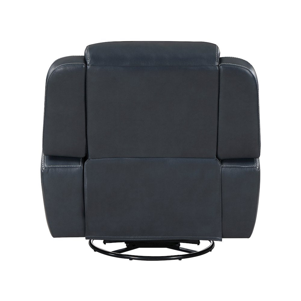 Littleton Faux Leather Swivel Glider Reclining Chair In Blue