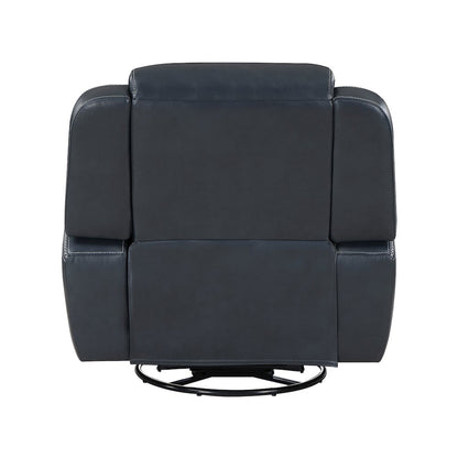 Littleton Faux Leather Swivel Glider Reclining Chair In Blue