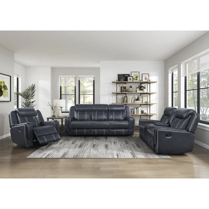 Littleton Faux Leather Double Reclining Love Seat In Blue