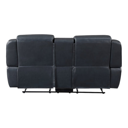 Littleton Faux Leather Double Reclining Love Seat In Blue
