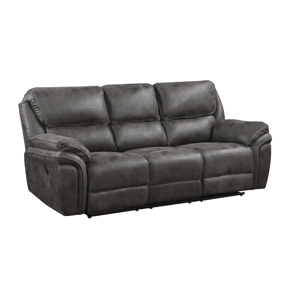 Proctor Microfiber Double Reclining Sofa In Brown