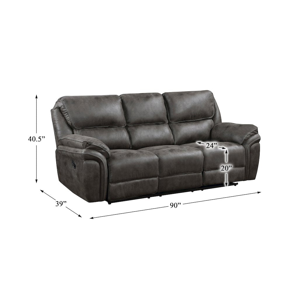 Proctor Microfiber Double Reclining Sofa In Brown