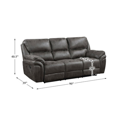 Proctor Microfiber Double Reclining Sofa In Brown
