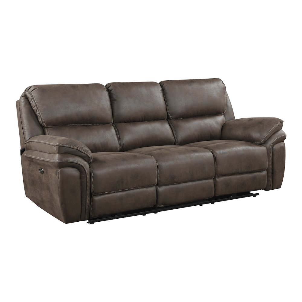 Proctor Microfiber Double Reclining Sofa In Brown